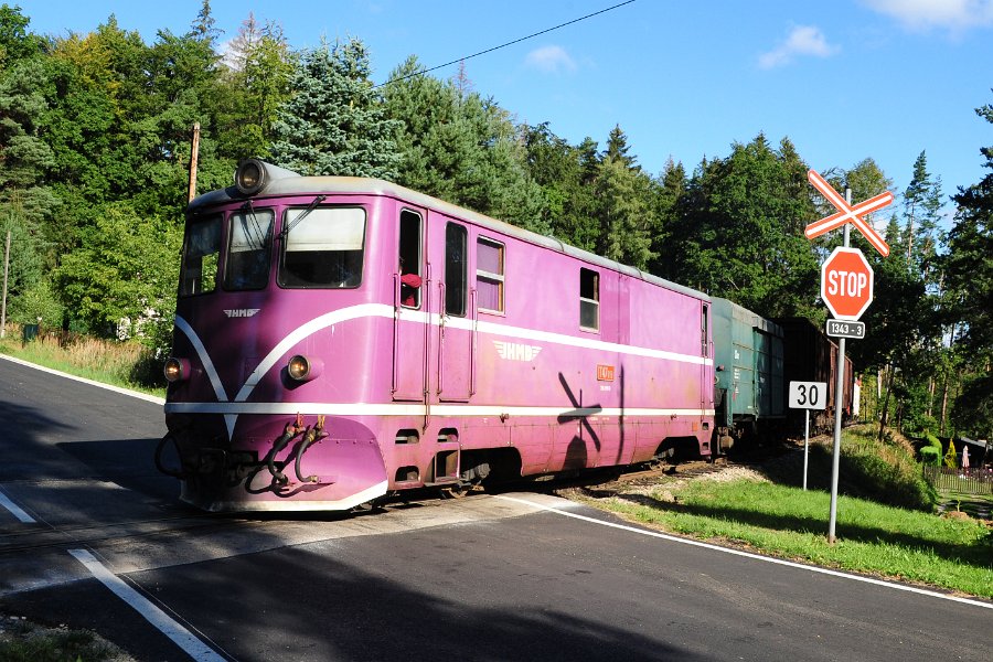 2020.08.27 JHMD T47.019 Jindřichův Hradec - Nová Bystřice Güterverkehr Rollbock (14)